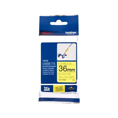 Brother TZE-FX661 Black on Yellow Flexible Labelling Tape 36mm x 8m
