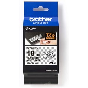 Brother 18mm Black on White Security TZE Tape