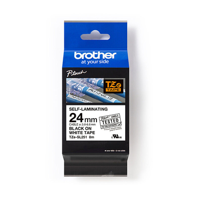Brother TZE-SL251 Black on White Labelling Tape 24mm x 8m