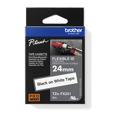 Brother TZe-FX251 Black on White Flexible Labelling Tape 24mm x 8m