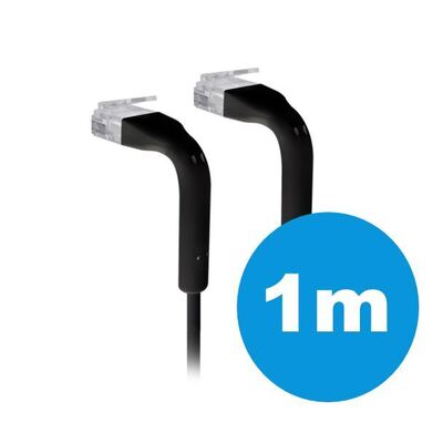 Ubiquiti Patch Cable 1m Black, Both End Bendable to 90 Degree, RJ45 Ethernet Cable, Cat6, Ultra-Thin 3mm Diameter U-Cable-Patch-1M-RJ45-BK