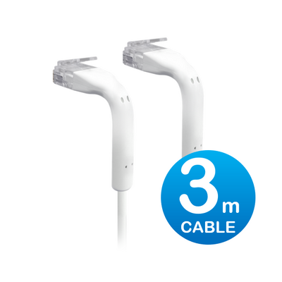 UniFi Patch Cable 3m White, Both End Bendable to 90 Degree, RJ45 Ethernet Cable, Cat6, Ultra-Thin 3mm Diameter U-Cable-Patch-3M-RJ45