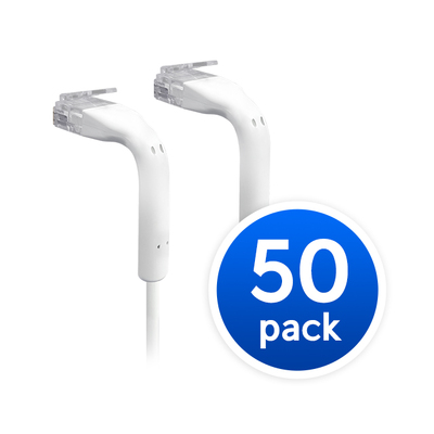 Ubiquiti Patch Cable 10cm White, Both End Bendable to 90 Degree, RJ45 Ethernet Cable, Cat6, Ultra-Thin 3mm Diameter U-Cable-Patch-RJ45 x 50