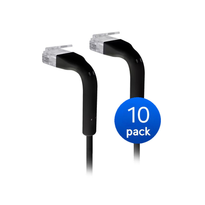 Ubiquiti UniFi Patch Cable, 10-Pack, Reduced Packaging (Low Plastic), Length 0.1m, Black - U-CABLE-PATCH-RJ45-BK-10
