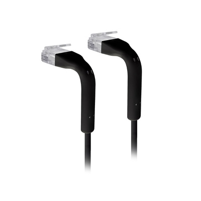 UniFi Patch Cable 10cm Black, Both End Bendable to 90 Degree, RJ45 Ethernet Cable, Cat6, Ultra-Thin 3mm Diameter U-Cable-Patch-RJ45-BK