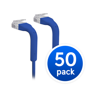 UniFi Patch Cable 10cm Blue, Both End Bendable to 90 Degree, RJ45 Ethernet Cable, Cat6, Ultra-Thin 3mm Diameter U-Cable-Patch-RJ45 x 50