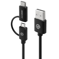 Alogic 1m USB 2.0 Type-A to Type-C & Micro Type-B Charge & Sync Cable - (M/M)