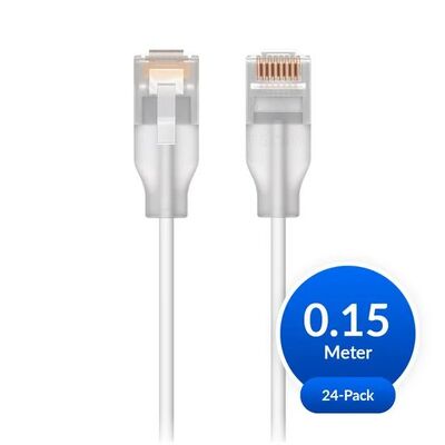 Ubiquiti UniFi Etherlighting Patch Cable, 24 Pack, Indoor, 0.15m, White/Translucent - UACC-CABLE-PATCH-EL-0.15M-W-24