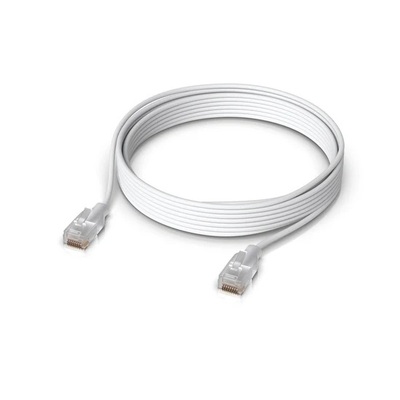 Ubiquiti UniFi Etherlighting Patch Cable, Length 8M, White, Nano-thin patch cable with 10 GbE support, designed to showcase Etherlighting effects. 