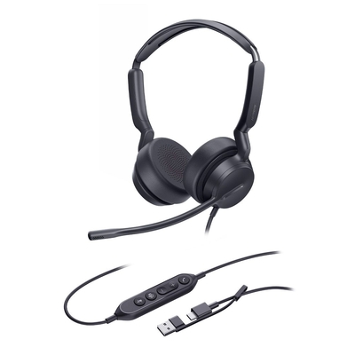 Yealink (UH42-D-MS-C/A) MS Teams Certified USB Wired Headset, Dual, USB-C/A, Noise-Canceling Microphone, All-Day-Wearing Comfort & Flexible and Fast P