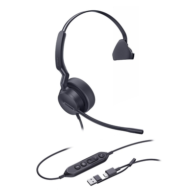 Yealink (UH42-M-MS-C/A) MS Teams Certified USB Wired Headset, Mono, USB-C/A, Noise-Canceling Microphone, All-Day-Wearing Comfort & Flexible and Fast P