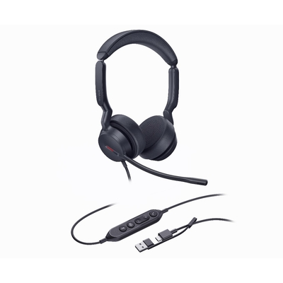 Yealink UH44 Dual Teams USB-C/A Microsoft Certified Teams USB Wired HeadsetDual Noise-Canceling Microphones 35mmSpeaker Busylight Leather Ear Cushions
