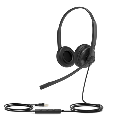 Yealink (UHD362) Wideband Noise Cancelling 3.5mm Dual Headset with Soft Leather Earpieces