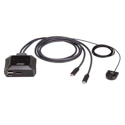Aten 2-Port 4K DisplayPort USB-C Cable KVM Switch with Remote Port Selector
