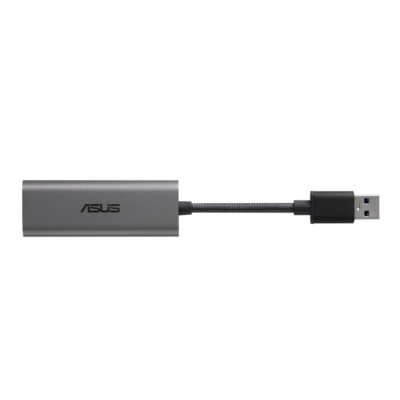 Asus USB-C2500 USB Type-A 2.5G Base-T Ethernet Adapter, Backward Compatibility of 2.5G/1G/100Mbps, Plug and Play, Aluminium, No Fray Cable