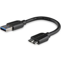 StarTech 6in Short Slim USB 3.0 Micro B Cable, A to Micro B - USB3AUB15CMS