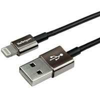 StarTech 1m Metal Lightning to USB Cable, Black - USBLTM1MBK