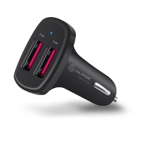 Alogic 2 Port USBA Car Charger 5V/4.8A (2.4A + 2.4A) with Smart Charge Black