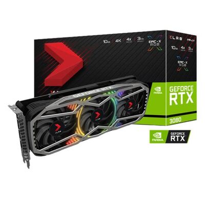 PNY nVidia GeForce RTX 3080 RGB 12GB XLR8 Gaming REVEL EPIC-X Triple Fan 8704 Cuda 19Gbps 1260/1710MHz 8K@60Hz 3xDP 1xHDMI 4xDisplays LHR Video Card