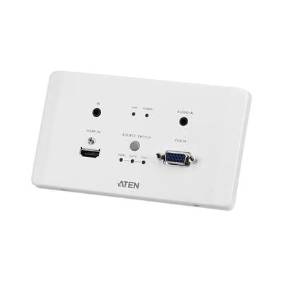 ATEN VE2812AEUT-AT-U HDMI & VGA HDBaseT Transmitter with EU Wall Plate / PoH (4K@100m) (HDBaseT Class A) (PoH  PD)