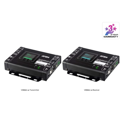 Aten True 4K HDMI H.265 over IP Transceiver with PoE, True 4K video, audio, USB, and RS-232 over Ethernet, Supports AV matrix switching and video wall