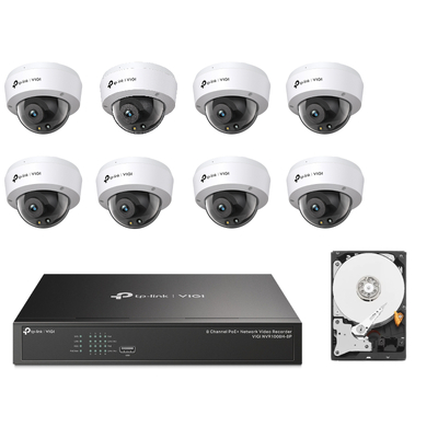 TP-LINK VIGI 8CH NVR with 8xDOME IP Cameras + 1TB HDD Home Wired Surveillance Bundle | VIGI-8CH-8DOM-1TB-BDL