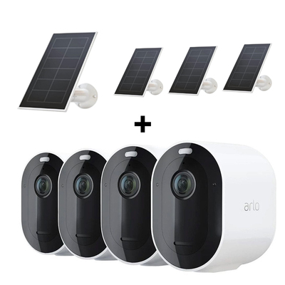 Arlo Mid-to-Large Home Bundle - Arlo Pro 5 2K Spotlight + Solar Panel (4 Pack)