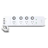 Alogic VROVA Quad Outlet Surge & Overload Switched Power Board with 4x USB Ports