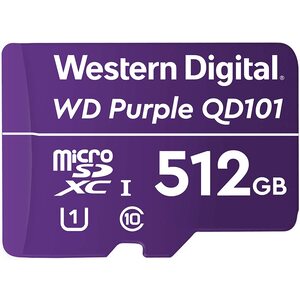 WD SC QD101 MicroSD Card 512GB Purple Surveillance Camera WDD512G1P0C