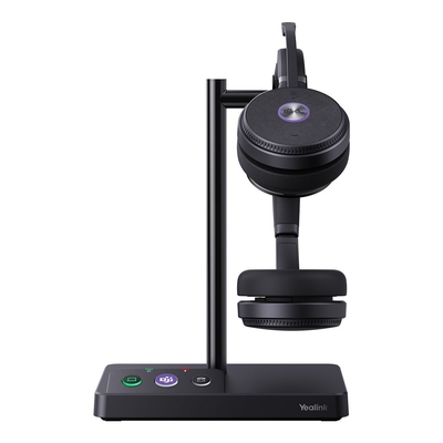 Yealink (WH62 Dual Teams) Microsoft Certified Teams Standard DECT Wireless Headset, Dual, Power Adapter, Busylight & Leather Ear Cushion