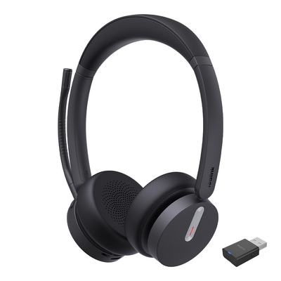 Yealink (WH64 Hybrid Dual with Charging Stand Teams) Microsoft Teams Certified DECT & Bluetooth Hybrid Wireless Headset, Dual, 3-Mic Beamforming Noise