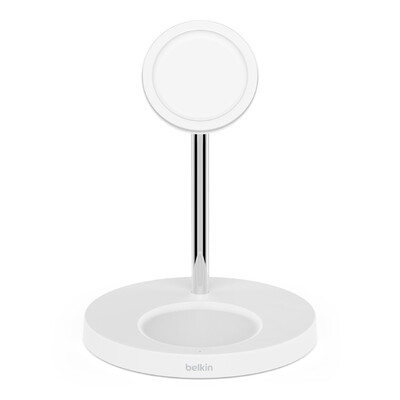Belkin BOOSTCHARGE PRO 2-in-1 Wireless Charger Stand - With MagSafe 15W - White