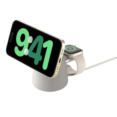 BELKIN BOOSTCHARGE PRO 2-IN-1 MAGNETIC WIRELESS CHARGING DOCK - WHITE- WIZ027AUH37
