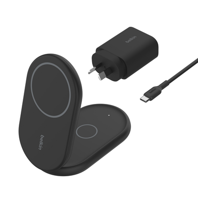 BELKIN WIZ028AUBK 2-in-1 Magnetic Foldable Wireless Charger with Qi2 15W