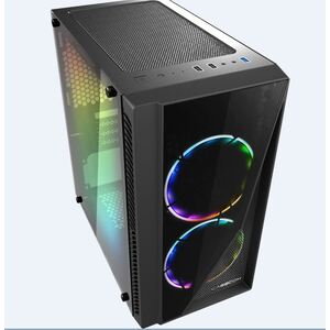 Casecom Gamming XM-91 Front & Side Transparent Temper glass  Micro ATX with no PSU-has 2x 12CM 18 LED fans  6 colours Single ring ,  0.5SPCC
